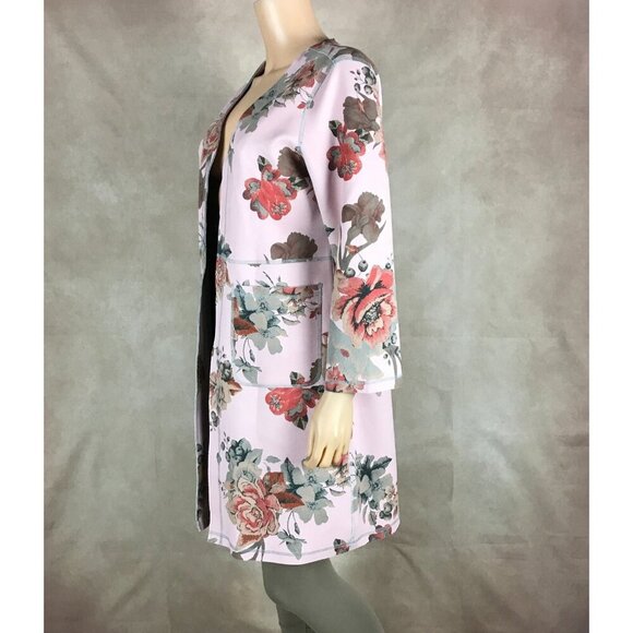JOAN VASS Floral Faux Suede Open Front Jacket NWT Medium - Picture 12 of 12
